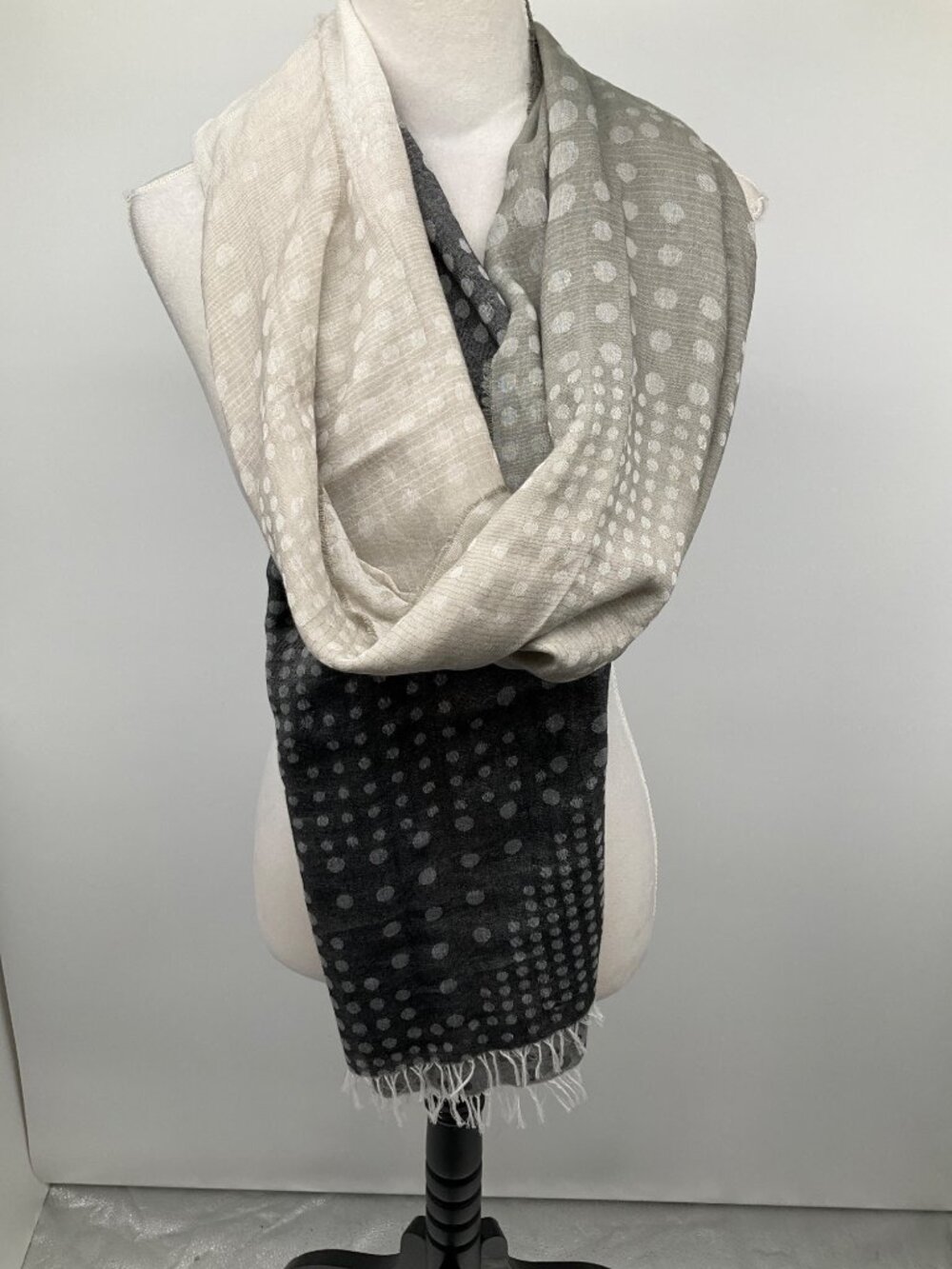 Eileen Fisher Organic Cotton Dots Italy Reversible Jacquard-Woven Ombré NEW